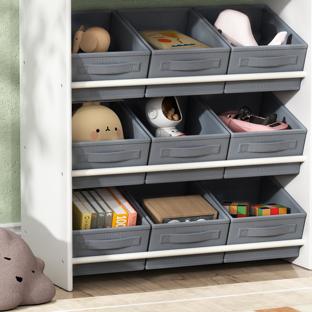 Étagère à jouets pour enfants étagère à livres 11 bacs de rangements en tissu non tissé 105 x 30 x 80 cm blanc-8
