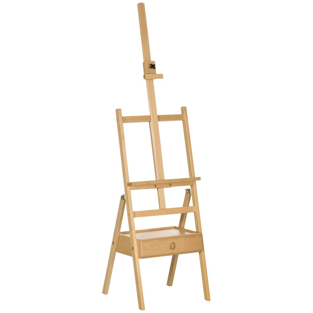 Chevalet en bois sur pied chevalet d'artiste avec tiroir intégré hauteur réglable jusqu'à 92 cm coloris naturel-0