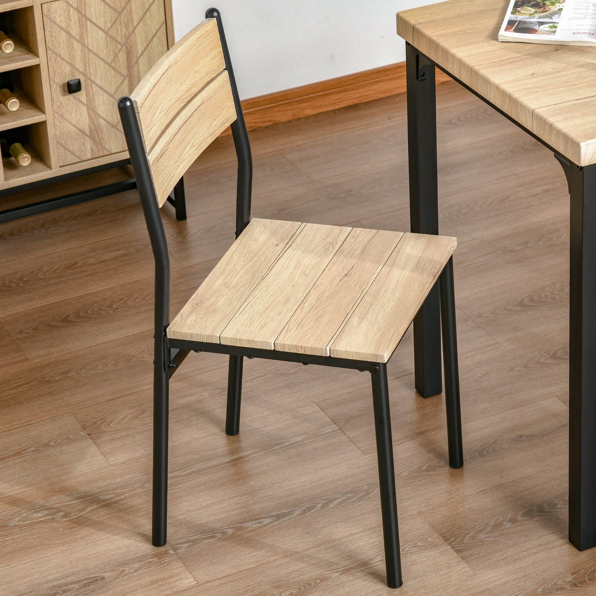Ensemble table et chaises pour 2 personnes, table de cuisine avec chaises, table à manger 3 pièces avec 2 chaises encastrables, pour cuisine salon maison, bois de chêne clair-8