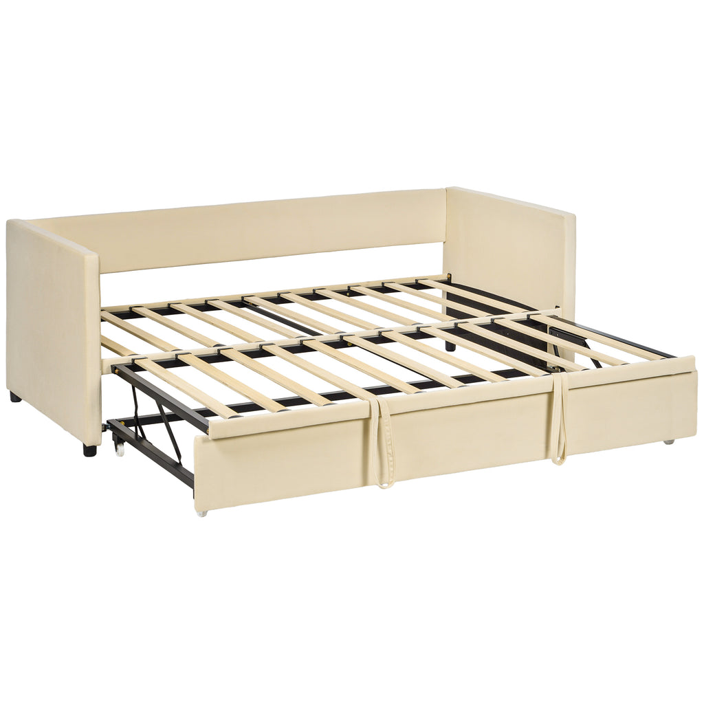 Cadre de lit canapé-lit 2 en 1, canapé 2 places et lit double, deux matelas compatible de 90 x 190 cm-0