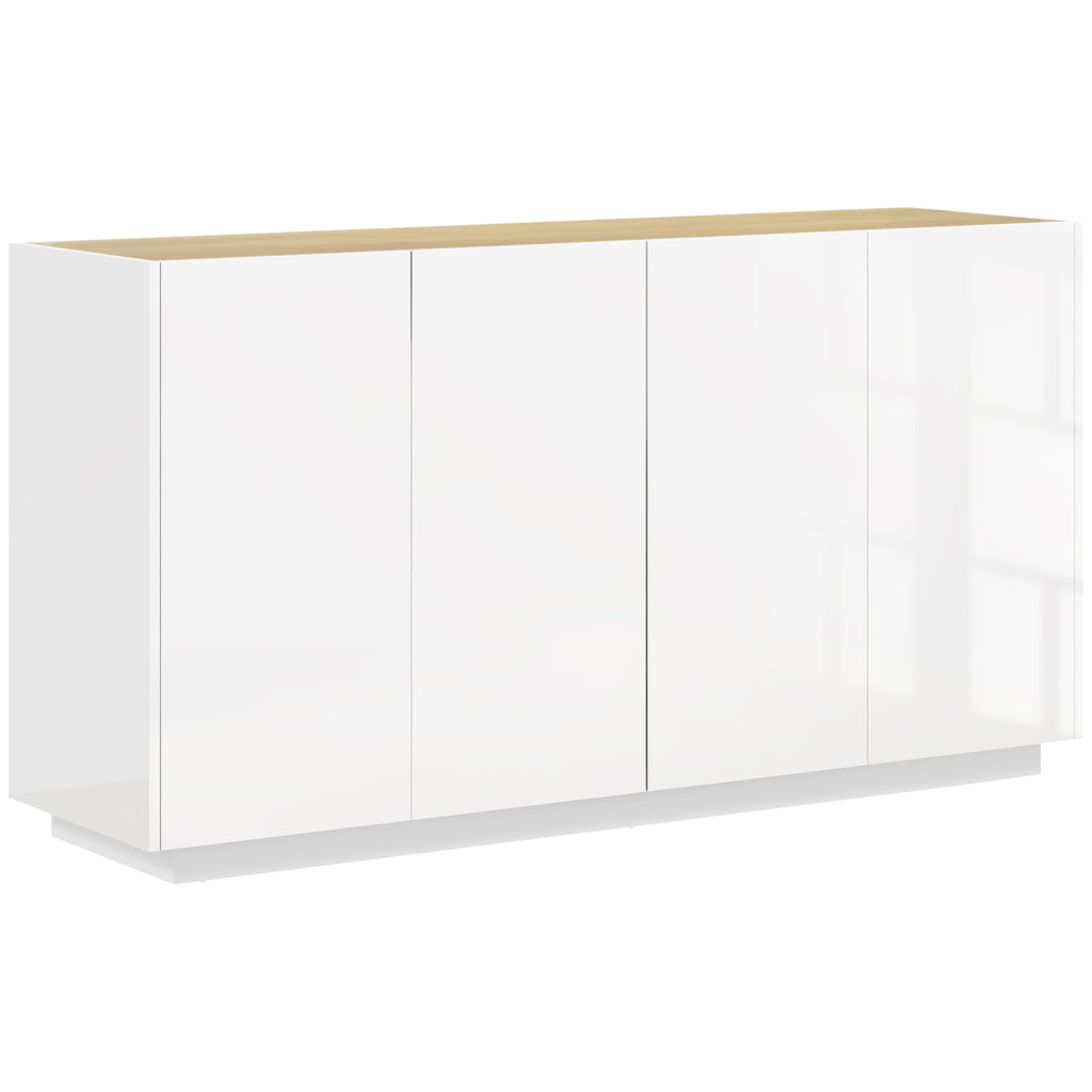 Buffet salle à manger buffet cuisine 4 portes à fermeture douce et étagères réglables 140l x 40P x 75H cm blanc laqué-0