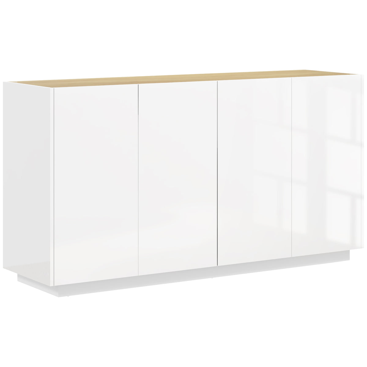 Buffet salle à manger buffet cuisine 4 portes à fermeture douce et étagères réglables 140l x 40P x 75H cm blanc laqué-0