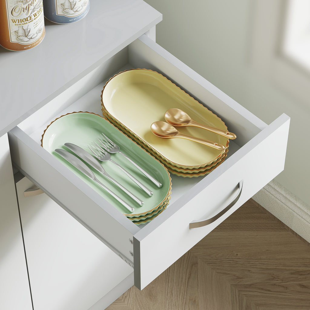 Buffet de cuisine armoire de cuisine contemporaine multi-rangements 6 portes 1 tiroir + grand plateau-7