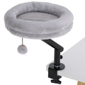 Lit de Bureau pour Chat Rotation de 360° et Hauteur Réglable, Lit pour Chat Lavable avec Balle Jouet,  35x35x48cm, Gris-0