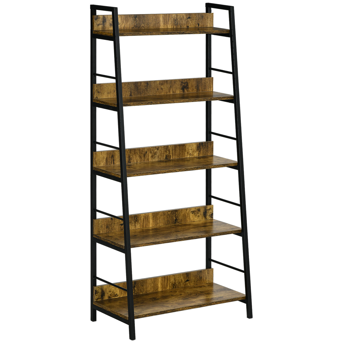 Étagère bibliothèque Style Industriel incliné 5 Niveaux 70L x 35l x 150H cm-0