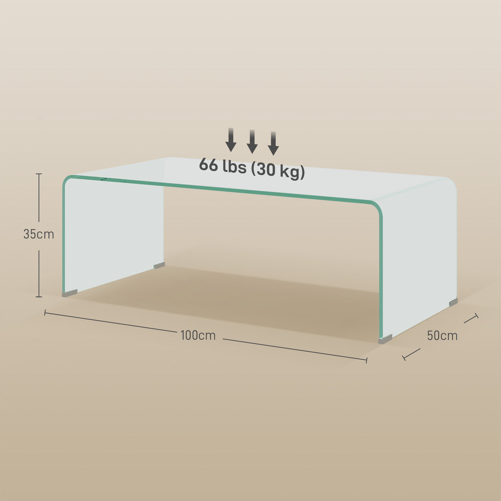 Table basse en verre table de salon rectangulaire design moderne en verre trempé avec bords arrondis sûrs transparent-2