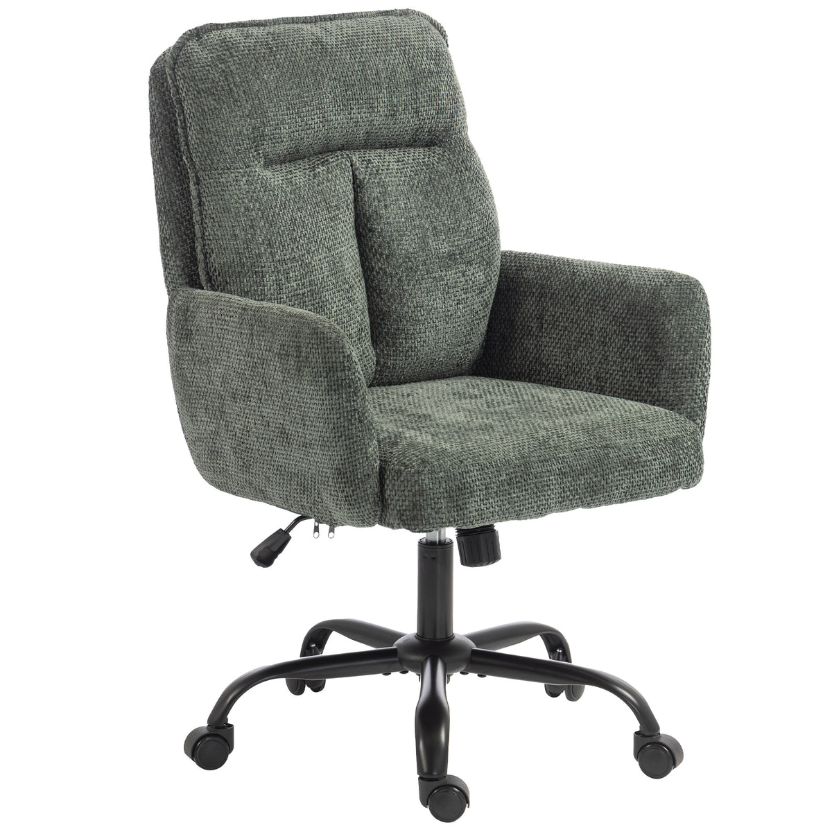 Chaise Bureau Ergonomique, Fauteuil de Bureau avec Hauteur Réglable, Assise Large, Fonction Bascule, Vert Foncé-0