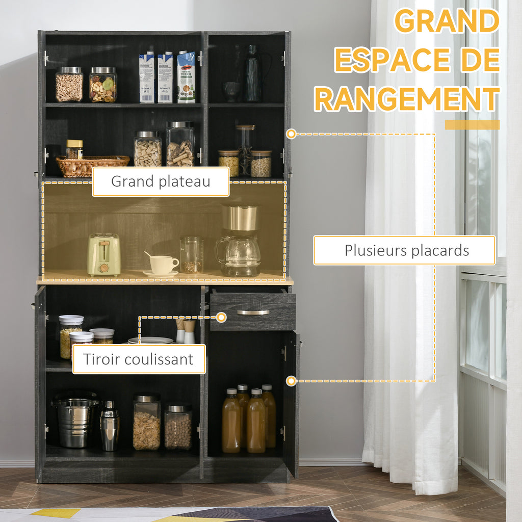 Buffet de cuisine armoire de cuisine contemporaine multi-rangements 6 portes 1 tiroir + grand plateau-3