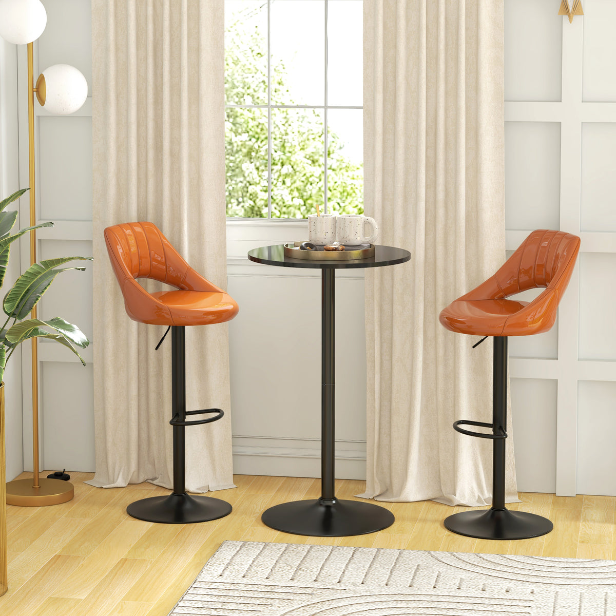 Table de bar ronde table de bistro mange-debout table de cuisine style contemporain plateau peint et cadre en acier-1
