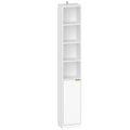 Bibliothèque, Étagère à 6 Niveaux, 30 x 24 x 182 cm, Meuble de Rangement avec Placard et Étagère Réglable, Blanc-0