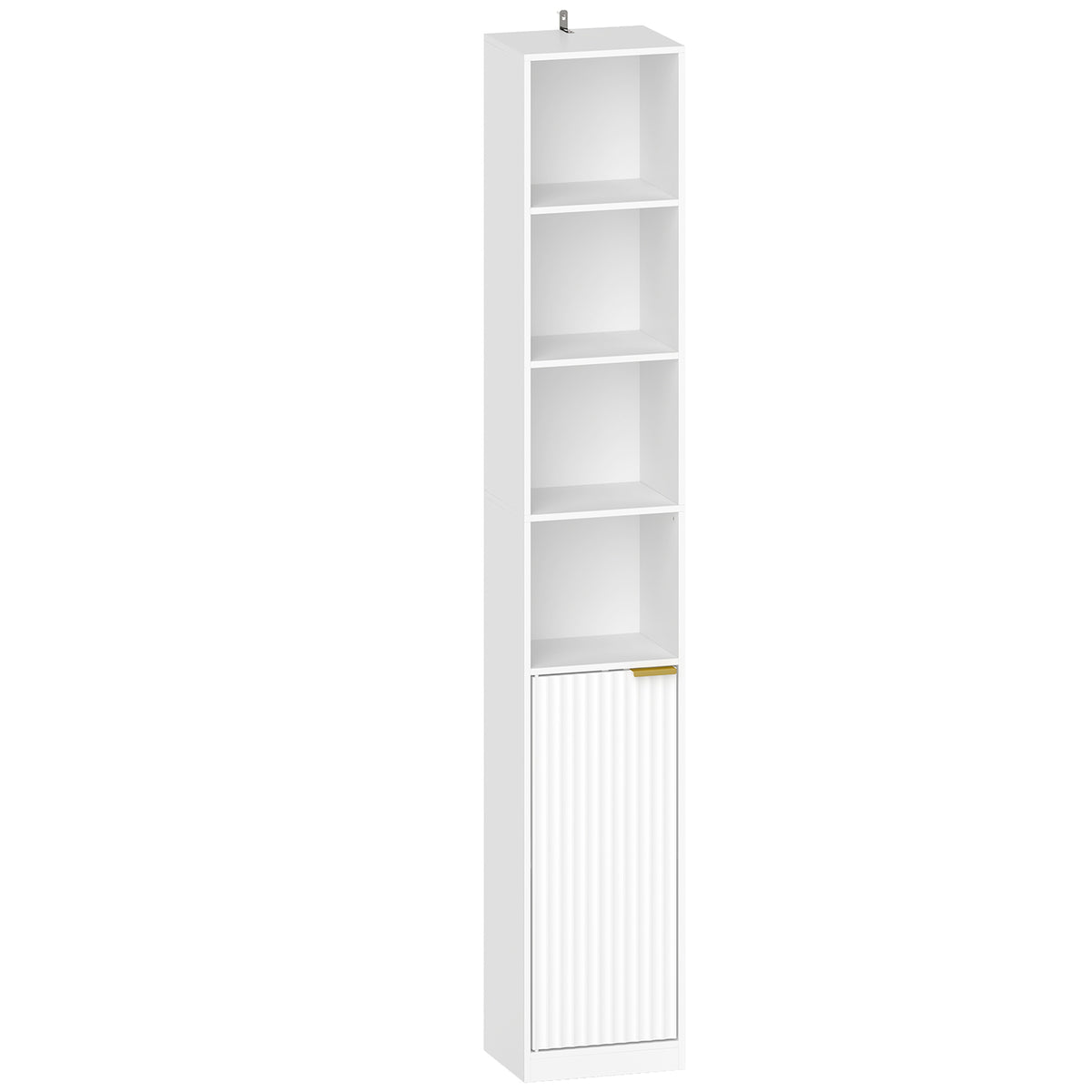 Bibliothèque, Étagère à 6 Niveaux, 30 x 24 x 182 cm, Meuble de Rangement avec Placard et Étagère Réglable, Blanc-0