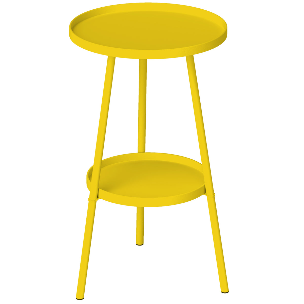 Petite table d'appoint ronde à 2 niveaux table de jardin pour terrasse salon balcon en métal Ø 32 x 51 cm jaune-0