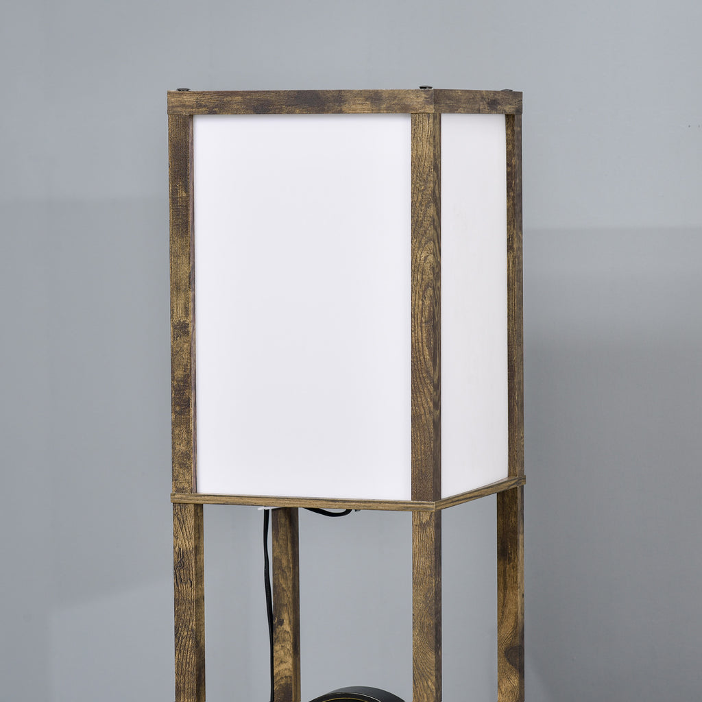 Lampadaire étagère Lampe étagère 26L x 26l x 160H cm 3 étagères 4 Niveaux MDF Blanc et Marron-8