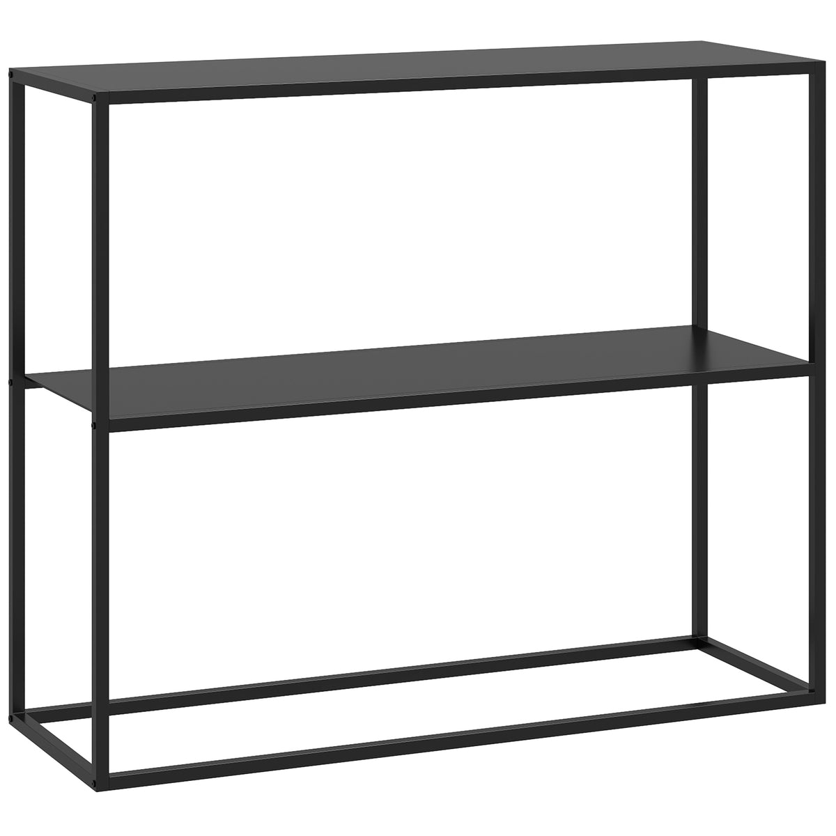 Table console table d'appoint d'entrée minimaliste industrielle 2 étagères 90 x 30 x 75 cm acier noir-0