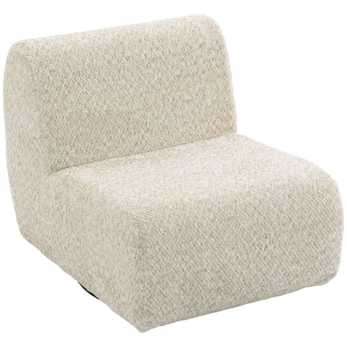 Fauteuil de salon pivotant 360°, canapé 1 place rembourré en chenille avec assise extra-large, rembourrage épais, beige-0