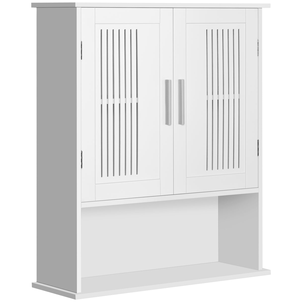 Armoire murale, meuble salle de bain avec étagère réglable, double porte et étagère ouverte, 60 x 20 x 70 cm, blanc-0