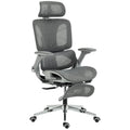 Chaise Bureau Ergonomique avec Accoudoirs 4D Appui-Tête et Profondeur d'Assise Réglables Maille Gris-0