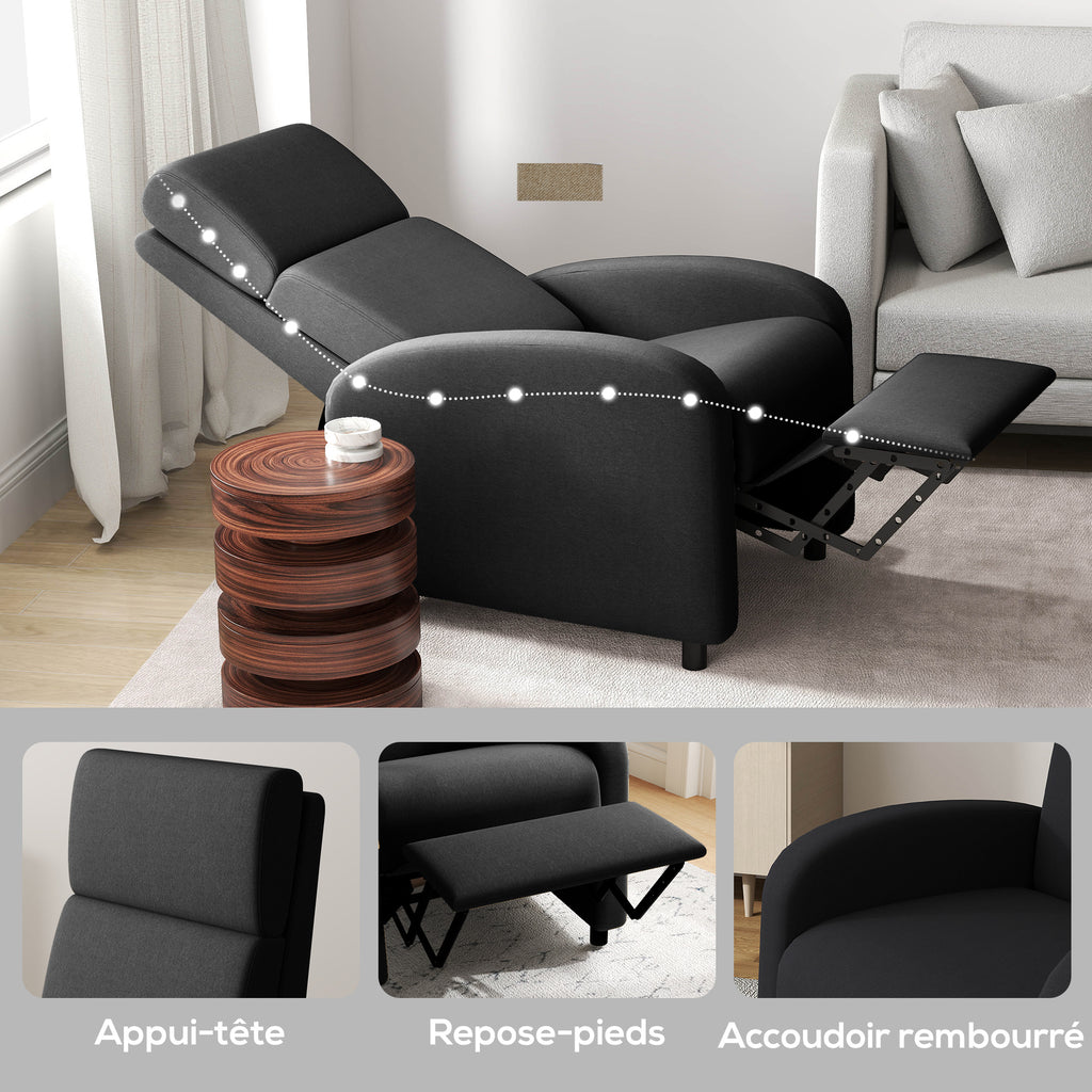 Fauteuil relax fauteuil inclinable salon fauteuil de relaxation - dossier réglable jusqu'à 160° repose-pieds intégré-6