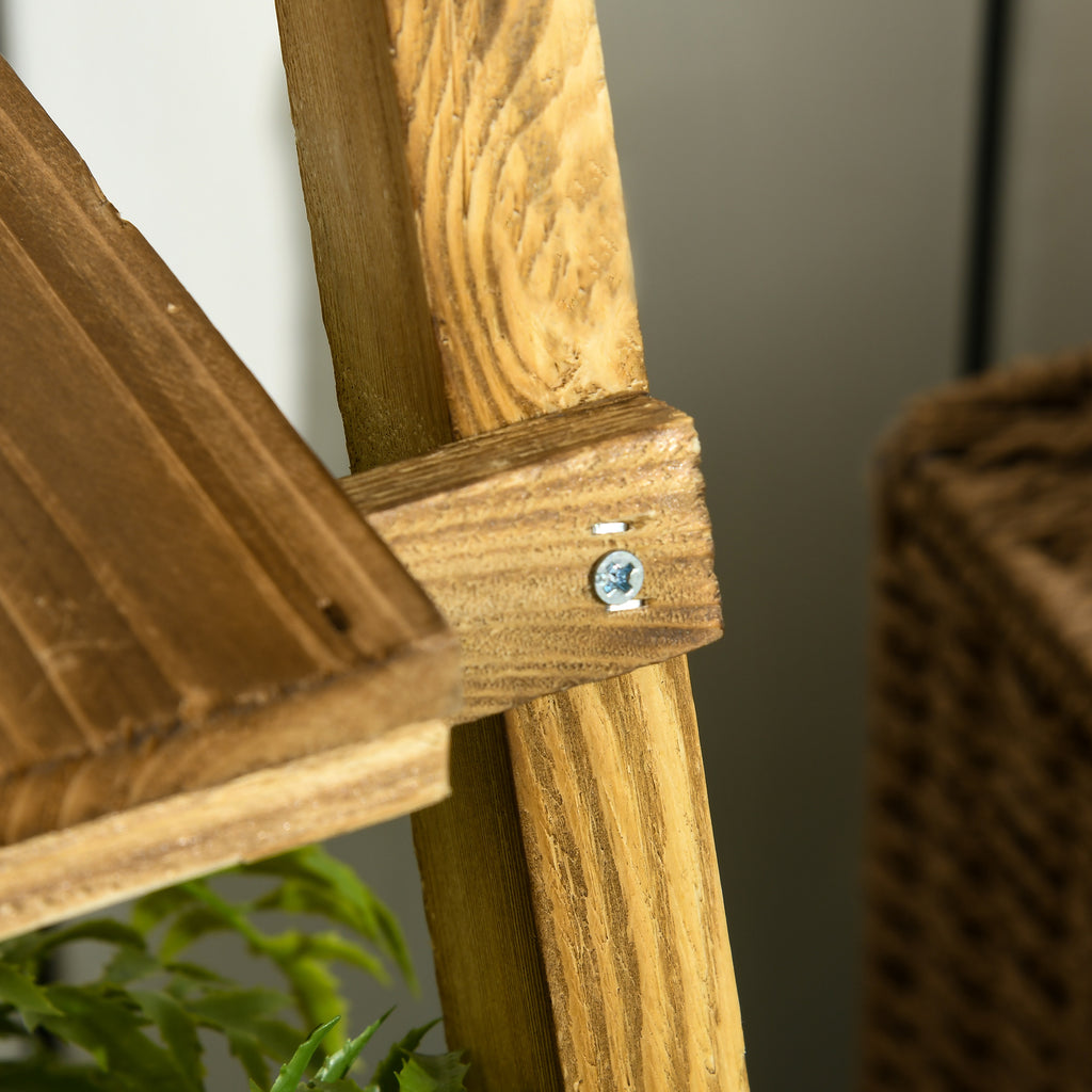 Étagère à plantes en bois forme pyramidale échelle pliante avec 3 étagères 60 x 37 x 93 cm marron-8