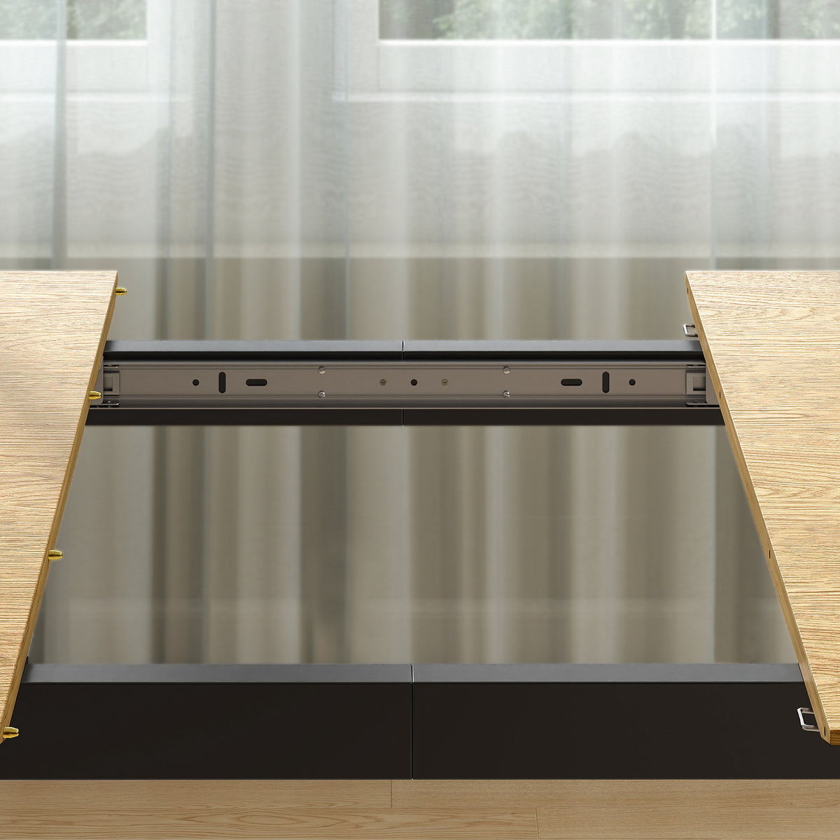 Table à Manger Extensible Rectangle pour 6 à 8 Personnes, Table de Cuisine 160-200 cm avec Étagère, Marron-9