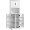 Buffet haut cuisine armoire de cuisine, 4 portes plan de travail 8 porte-épices étagères réglables 60x40x181,5cm blanc-0
