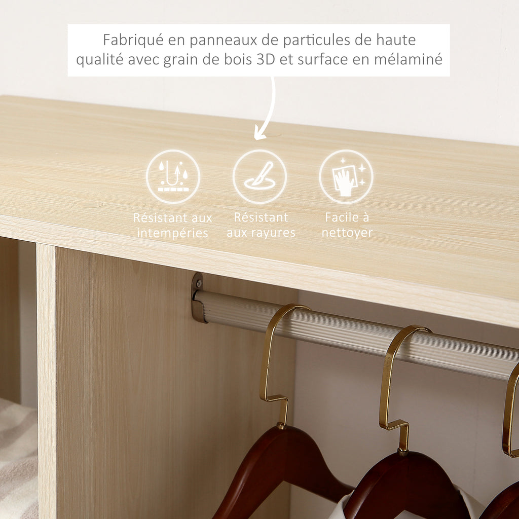 Armoire penderie Armoire de Rangement Mobile Panneaux de Particules Coloris chêne Clair-5
