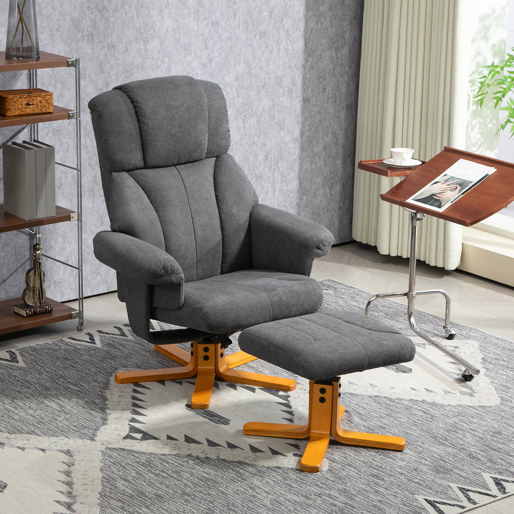 Fauteuil relax avec repose-pied, fauteuil de relaxation, dossier inclinable, assise rembourrée, 79x80x104cm, gris foncé-1
