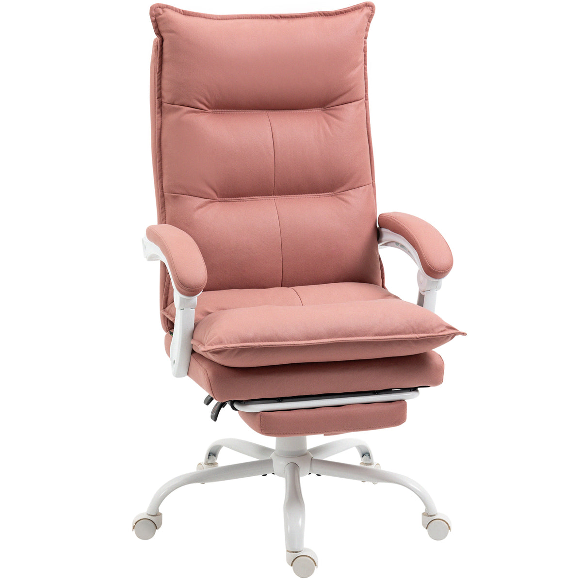 Fauteuil de bureau massant et chauffant, chaise de bureau, hauteur réglable, dossier inclinable, 66x74x121,5cm rose-0