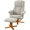 Fauteuil relax avec repose-pied, fauteuil de relaxation, dossier inclinable, assise rembourrée, 79x80x104cm, crème-0