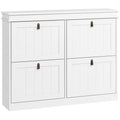 Meuble à chaussures 20 paires, armoire à chaussures, 4 tiroirs rabattables, étagères réglables, 105x24x82,5cm, blanc-0