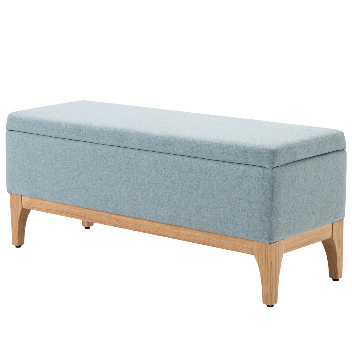 Banc de rangement, coffre de rangement avec couvercle amovible style scandinave, bout de lit en tissu lin, 110 x 39 x 45 cm, vert clair-0