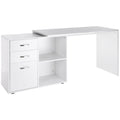 Bureau d'angle bureau droit modulable table de salle à manger 2 en 1 bureau informatique tiroirs x 3 + 2 niches-0