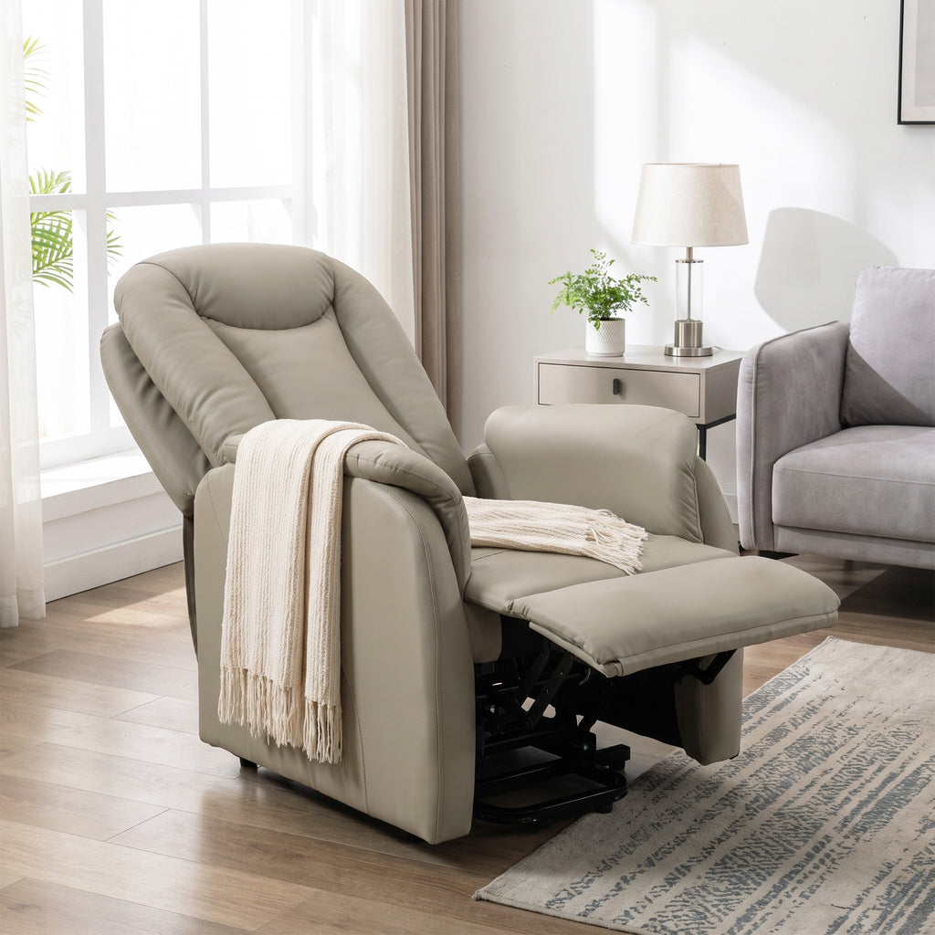 Fauteuil Releveur Électrique Massage Vibration et Chaleur, Fauteuil Relax Électrique en PU, Dossier Inclinable, Gris-9