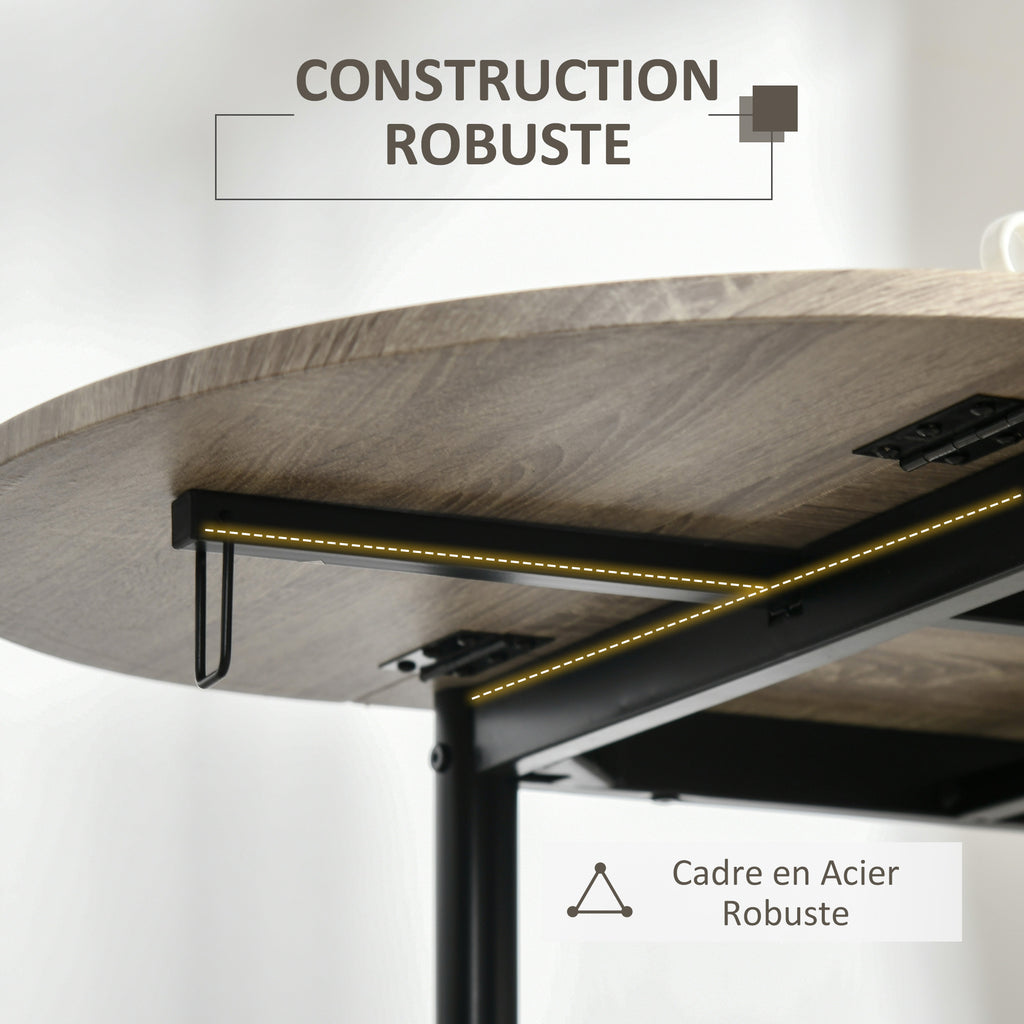 Ensemble table ovale extensible et 2 chaises - table à rabats - métal et MDF - noir et naturel-7