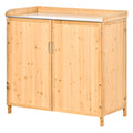 Armoire de jardin sur pied table de rempotage 2 en 1 - table de jardinage double porte, étagère, plateau tôle-0