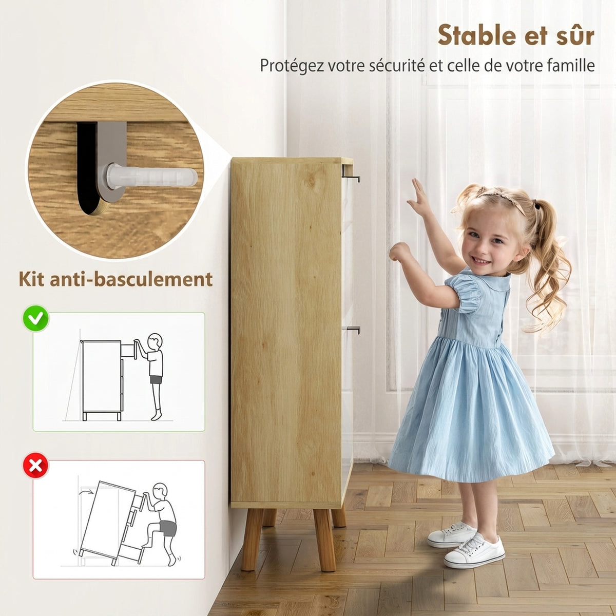Meuble à chaussures, armoire à chaussures étroite, 2 tiroirs rabattables, portes haute brillante, 60x24x91cm, blanc-6