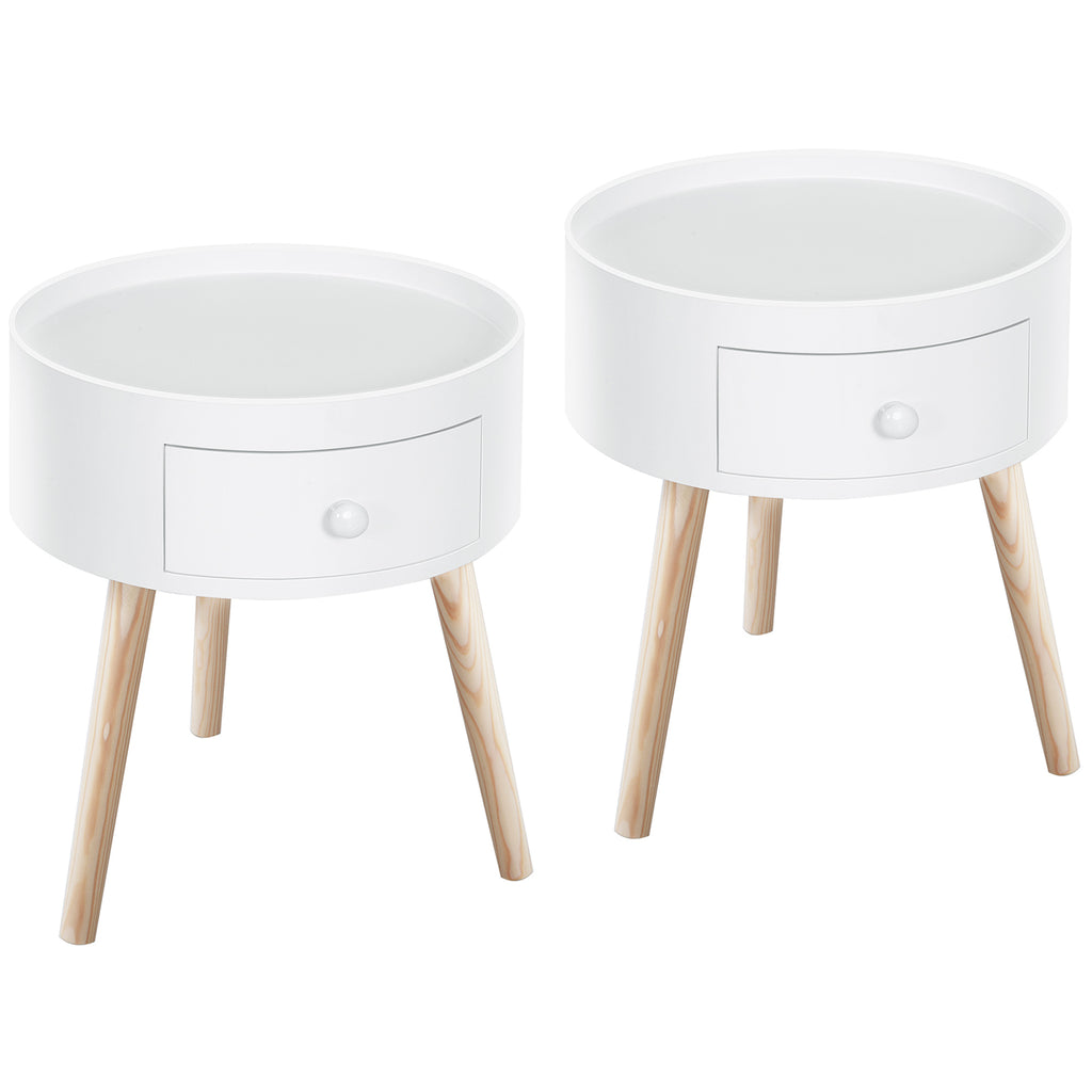 Lot de 2 tables basses - table de chevet - table de nuit ronde - design scandinave table d'appoint bout de canapé-0