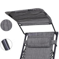 Set di 2 sedie relax grigie con parasole e portabicchiere