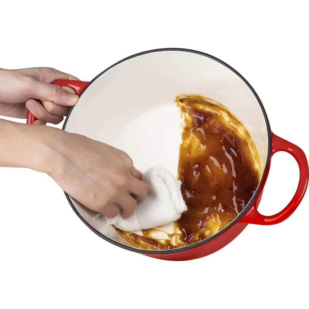 Pentola in ghisa smaltata rossa con coperchio – 4 litri