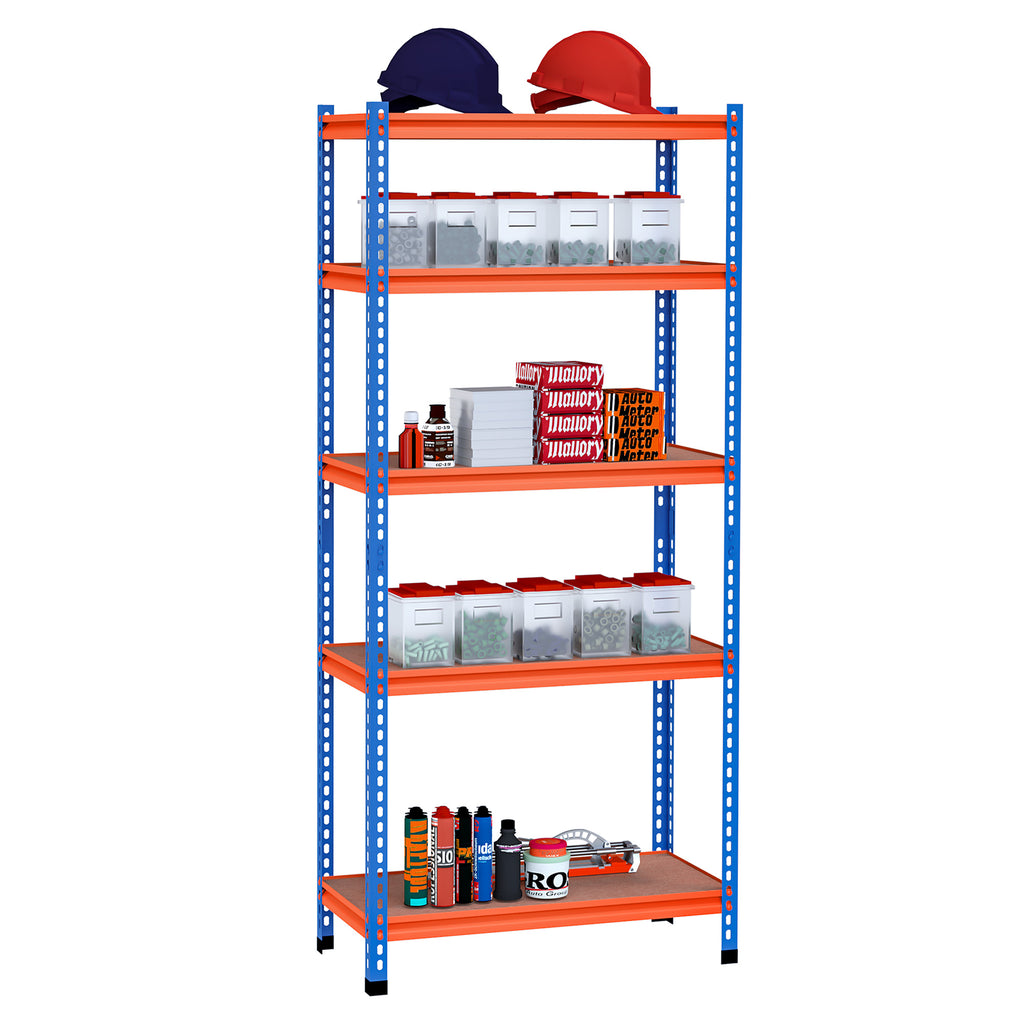 Étagère en métal de garage 5 niveaux capacité 1500 kg 80 x 40 x 182 cm bleu orange-6