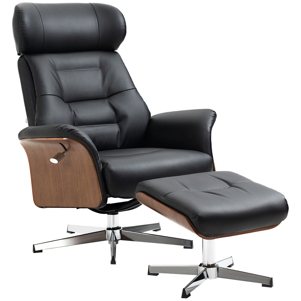 Fauteuil relax avec repose-pied, fauteuil de relaxation avec dossier inclinable, têtière réglable, 80x84x108cm, noir-0