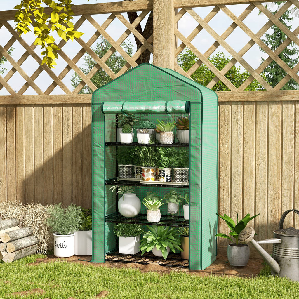 Serre de Jardin Balcon étagère Serre 4 Niveaux 90L x 49l x 160H cm Acier galvanisé bâche Amovible PE Haute densité Vert-9