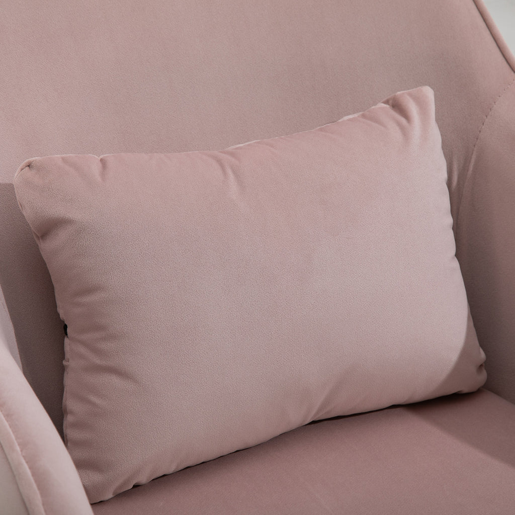 Chaise de bureau velours fauteuil bureau massant coussin lombaire intégré hauteur réglable rose poudré-8