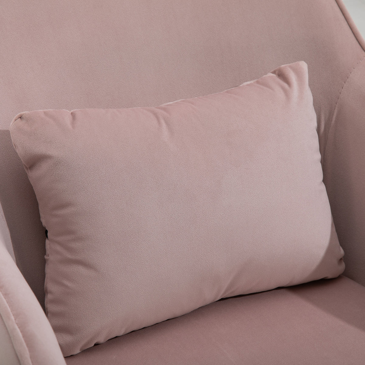 Chaise de bureau velours fauteuil bureau massant coussin lombaire intégré hauteur réglable rose poudré-8